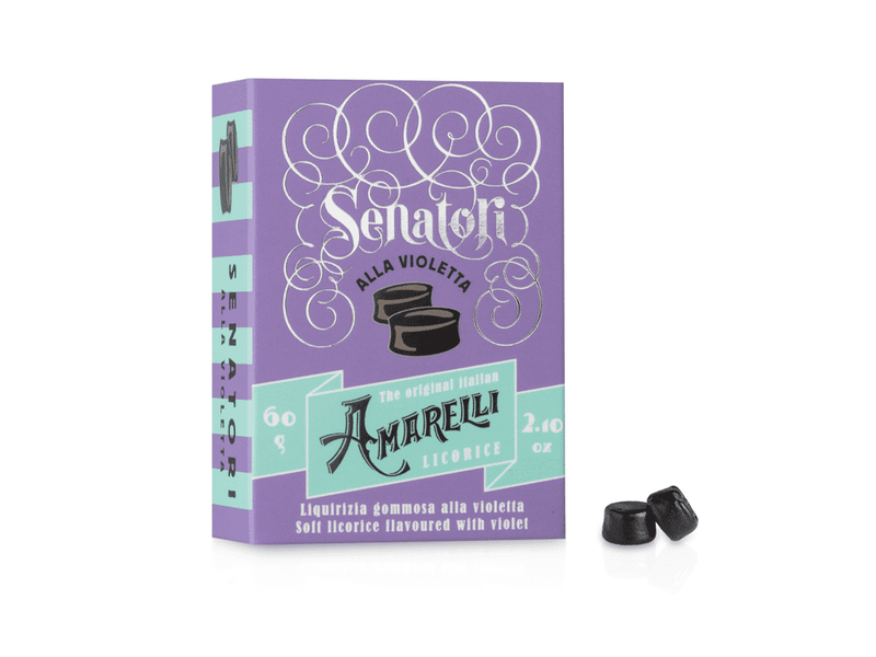 Amarelli Senatori - Soft Liquorice Flavoured with Violet, 2.10 oz | 60g