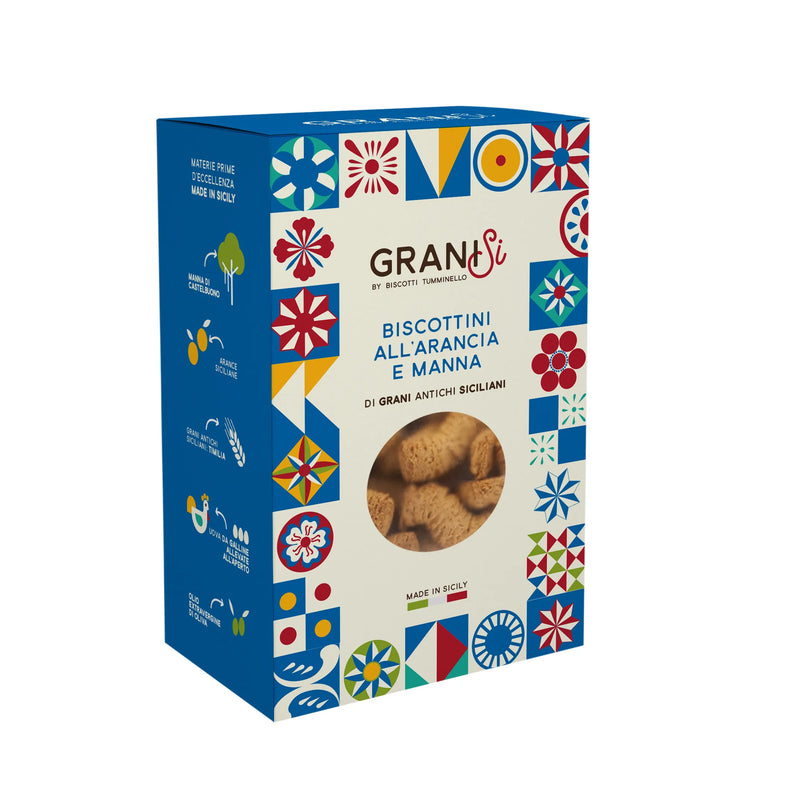 Tumminello Granisi Biscottini all’Arancia e Manna – Orange & Manna Cookies, 7.4 oz (210g) | Sicilian Italian Biscuits