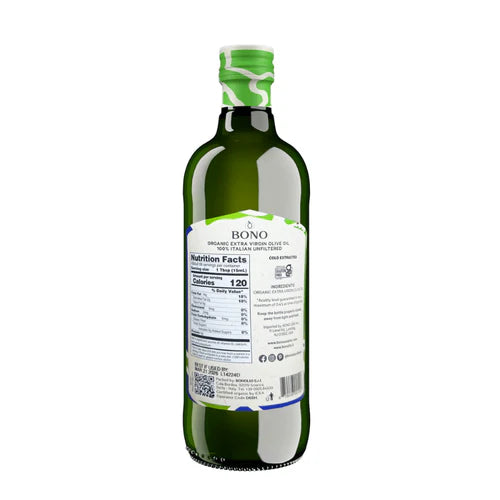Bono Organic 100% Italian, Unfiltered Extra Virgin Olive Oil, 33.8 FL oz