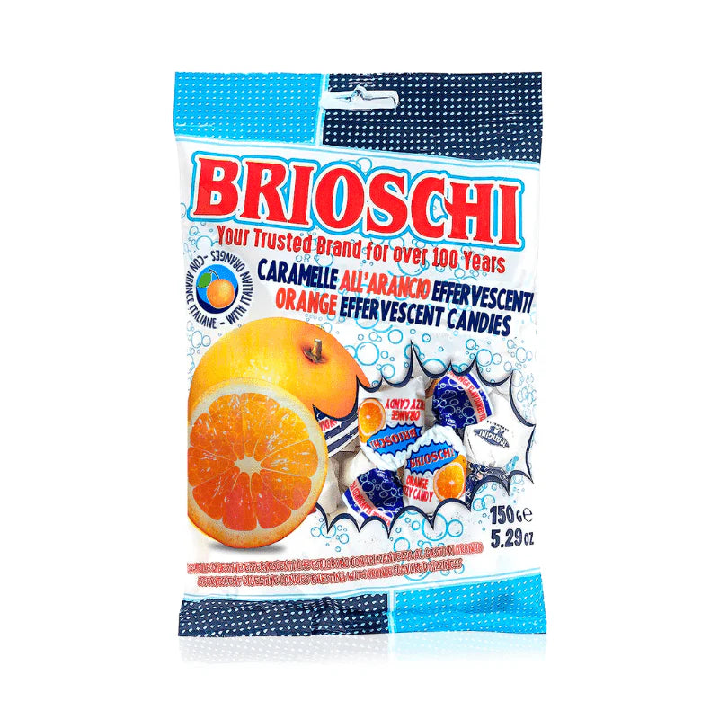 Brioschi Orange Effervescent Fizzy Candies, 5.25 oz | 150g