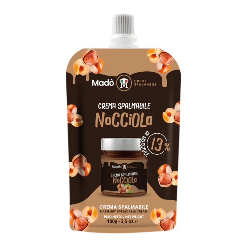 Mado Hazelnut Spreadable Cream, Squeeze Bag – 6oz | 170g | Product of Italy