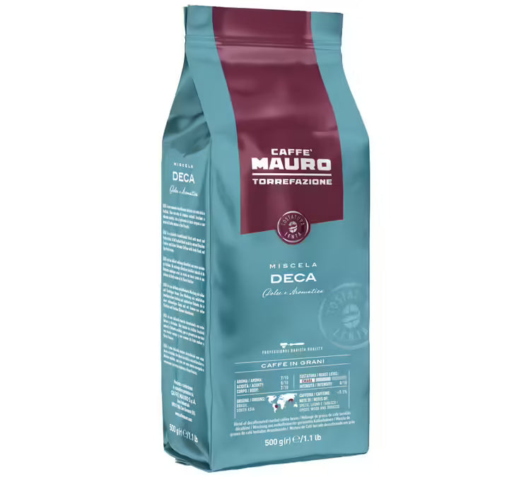 Caffe Mauro Deca, Decaffeinated Beans, Coffee Beans, 17.6 oz | 500g