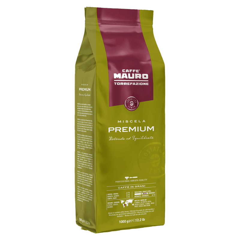 Caffe Mauro Premium Coffee Beans, Medium Roast 8/10 Intensity, 2.2 lb | 1000g