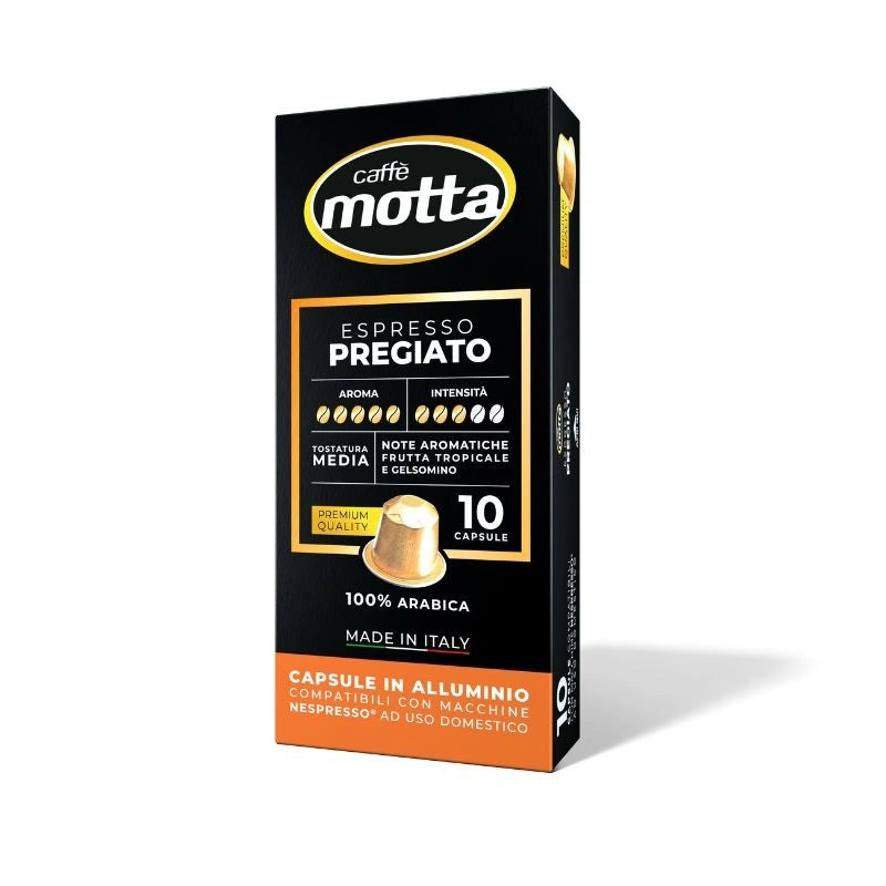 Caffè Motta Espresso Pregiato 100% Arabica Aluminum Nespresso Original Compatible Capsules, 10 Count – Italian Coffee