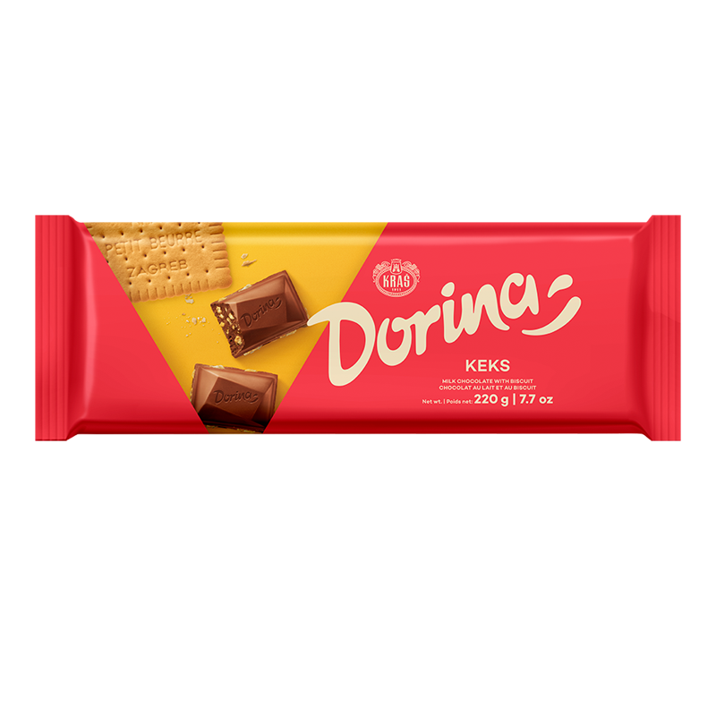 Kraš Dorina Keks Milk Chocolate with Biscuit, 7.7 oz | 220g