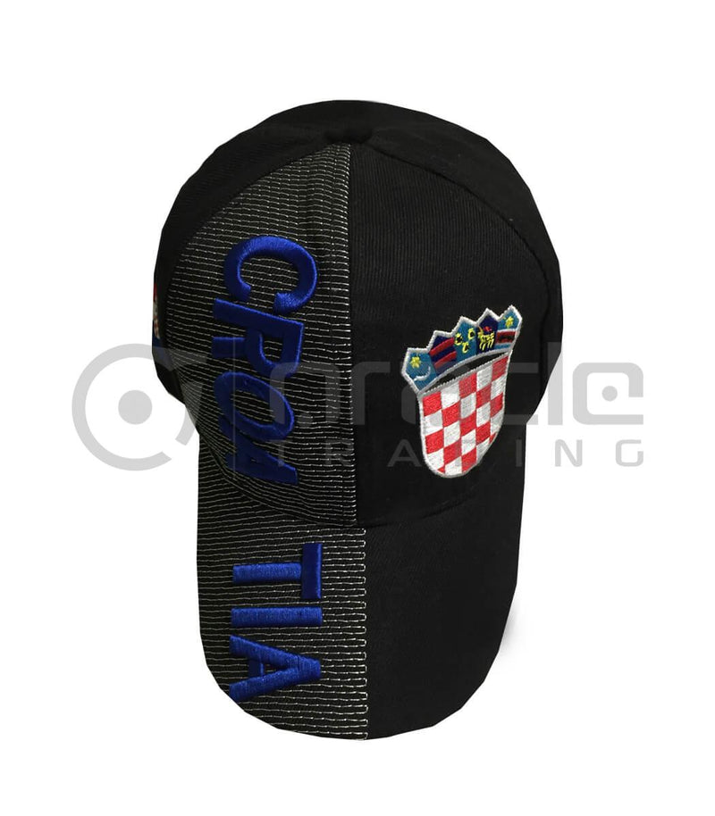 Black Croatia 3D Embroidery Hat - Adult Size