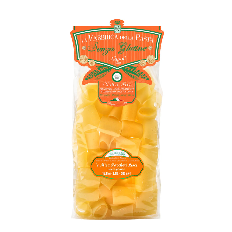 La Fabbrica Della Pasta Gluten Free E' Miez Paccheri Lisci, #154GF, 17.6 oz | 500g
