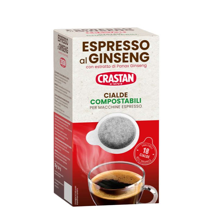Crastan Espresso al Ginseng ESE 44mm Compostable Coffee Pods, 18 Count – Italian Ginseng Espresso