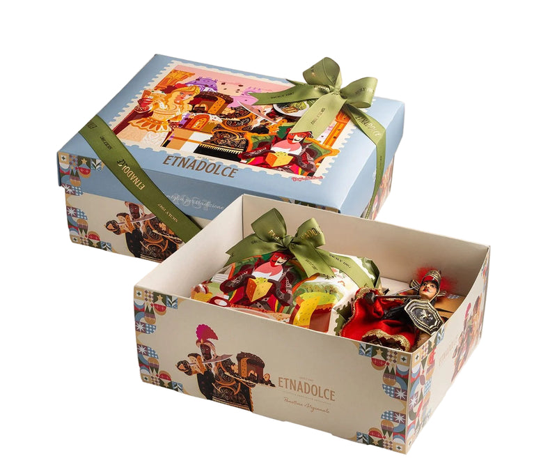 Etnadolce Vulcano Panettone – Salted Pistachio, 1 kg Gift Box with Sicilian Pupo “Orlando”