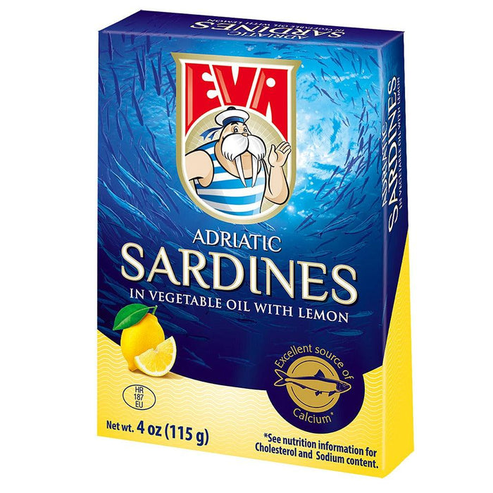 Podravka Eva Adriatic Sardines in Vegetable oil w/ Lemon, 3.5 oz | 100g