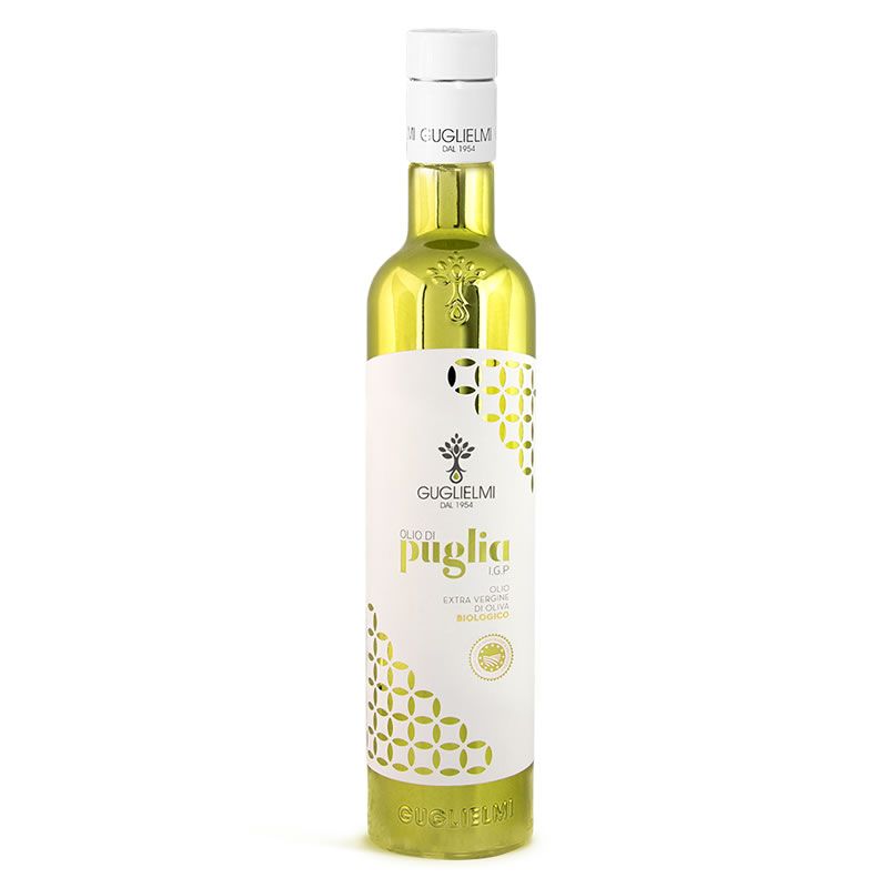 Guglielmi Organic EVO Puglia Igp Olive Oil BIO, Green Bottle,  16.9 Fl oz | 500 ML
