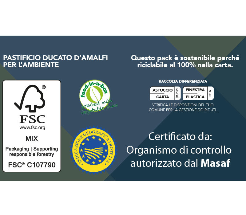 Pastificio Ducato d’Amalfi – Paccheri di Gragnano PGI  17.6 oz (500 g) | Artisan Italian Pasta | PGI Certified