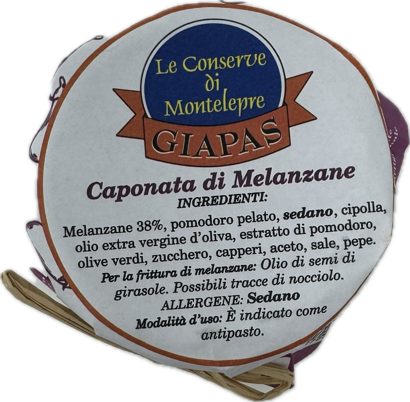 Le Conserve Di Montelepre Sicilian Eggplant Caponata, Eggplant Appetizer, 9.82 oz | 280g