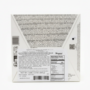 Back of the Vergani gluten-free panettone with pistachio cream box on a white background