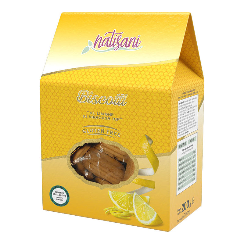 Natisani Gluten Free Cookies With Lemons of Siracusa IGP, 7.05 oz | 200g