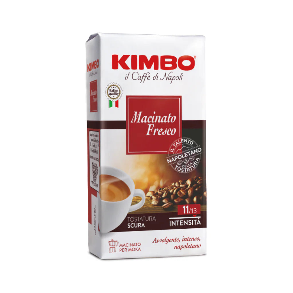 Kimbo Macinato Fresco Ground Coffee, Dark Roast 11/13 Intensity