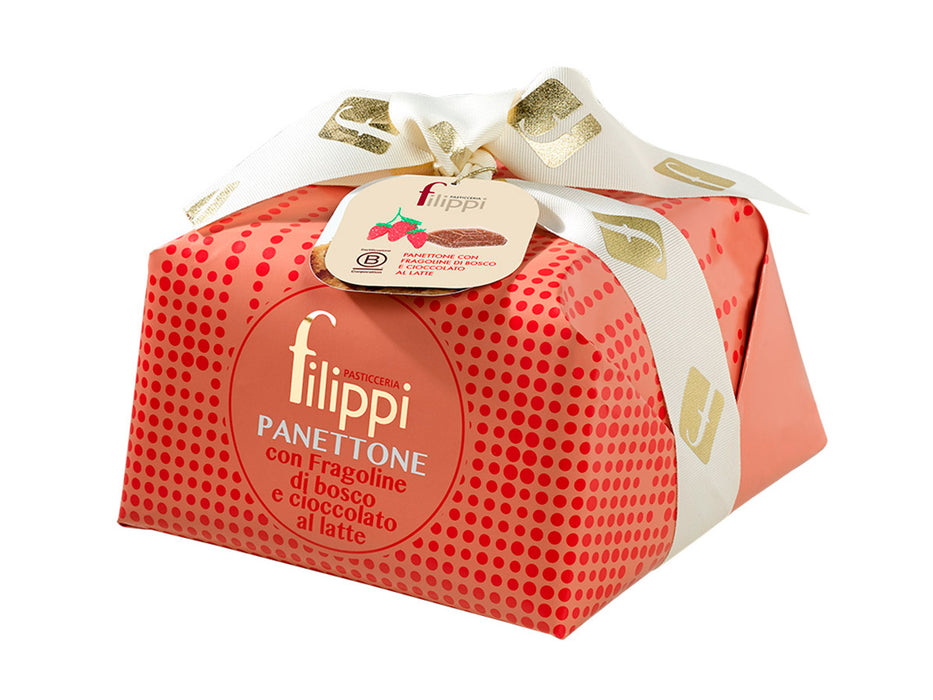 Filippi Panettone With Strawberries and Milk Chocolate, 35.27 oz