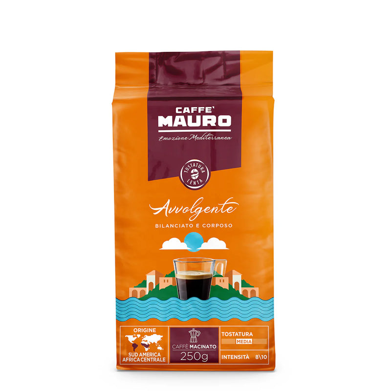 Mauro Caffè Avvolgente – Ground Coffee, Medium Roast, Intensity 8/10, 8.8 oz | 250g
