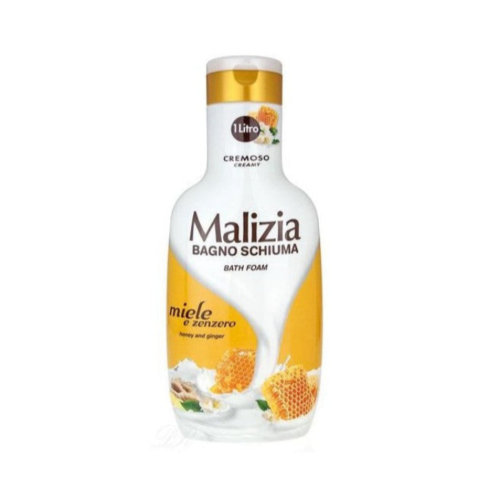 Malizia Bath Foam, Body Wash, Honey And Ginger, 1000 ml