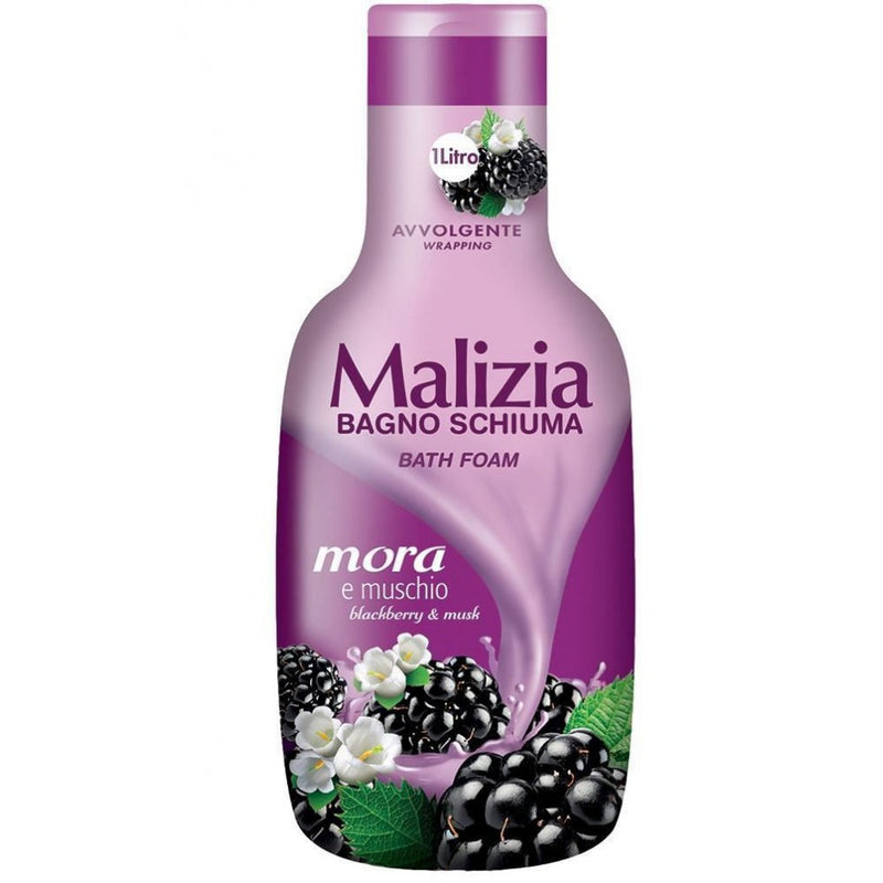 Malizia Bath Foam, Body Wash, Blackberry and Musk, 1000 ml