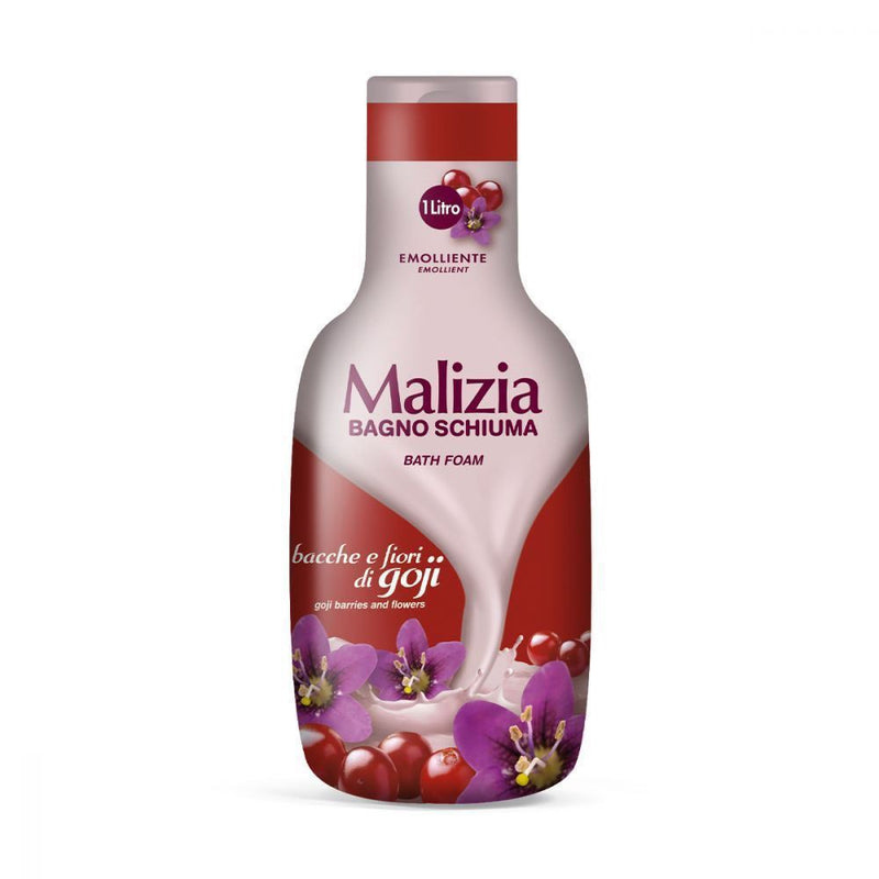 Malizia Bath Foam, Body Wash, Goji Berries and Flowers, 1000 ml