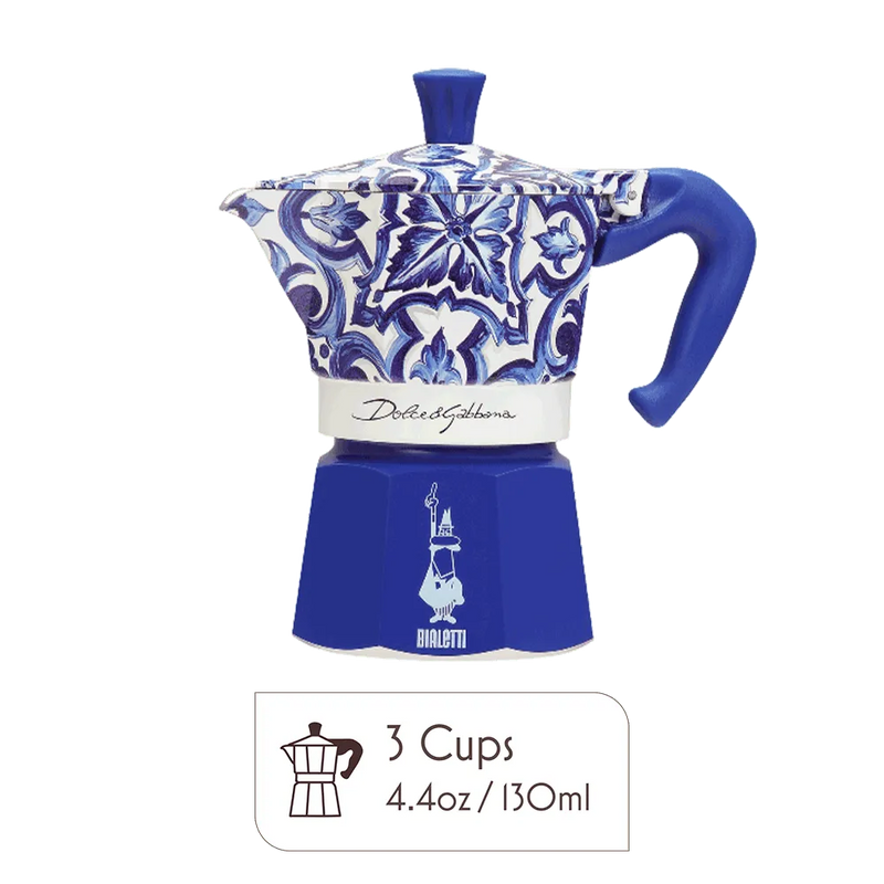 Bialetti Moka Dolce & Gabbana Stovetop Espresso Maker, Blu Mediterraneo