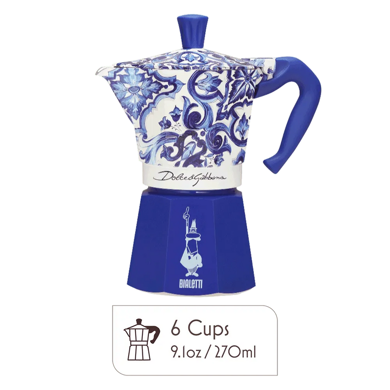 Bialetti Moka Dolce & Gabbana Stovetop Espresso Maker, Blu Mediterraneo