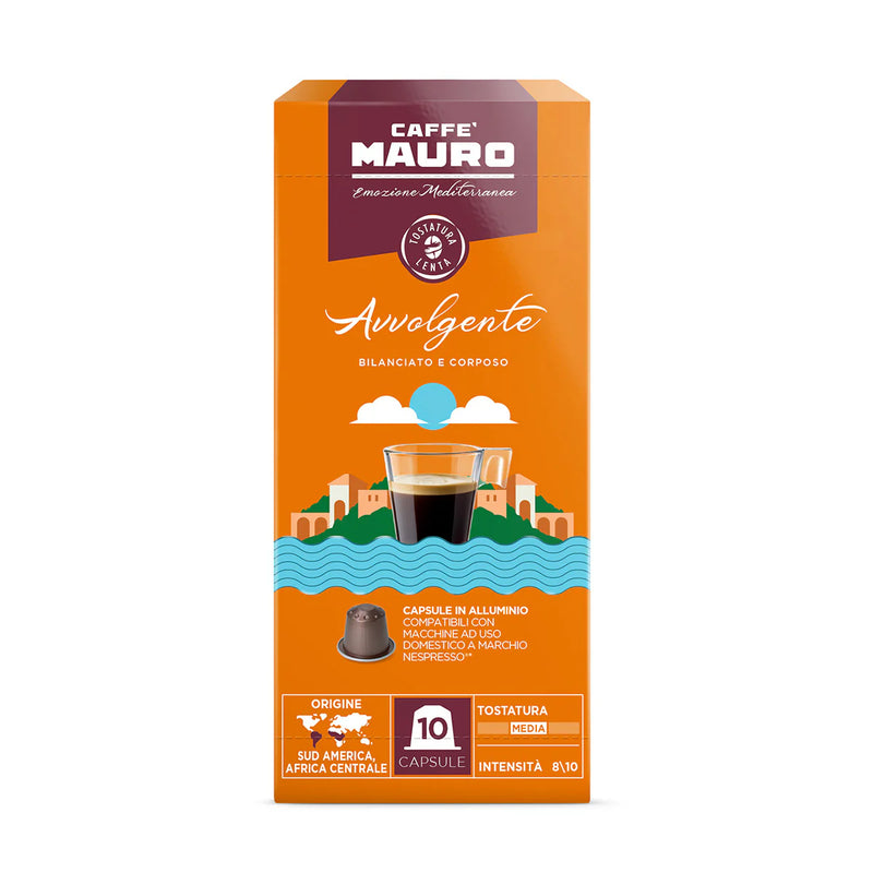 Mauro Caffe Nespresso Capsule Avvolgente, 8/10 Intensity, 10 pk, 1.94 oz | 55g