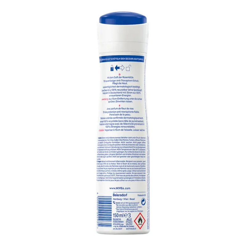 NIVEA Rose Blossom 72H Anti-Perspirant Deodorant Spray, 5.07 fl oz (150ml) – Sensual Rose Fragrance