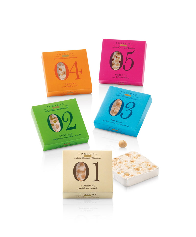 Antica Torroneria Piemontese – “I Numeri” Nougat Collection, 5 Different Flavors, 5 x 2.82 oz