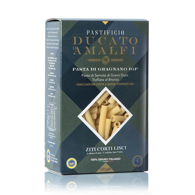 Pastificio Ducato d’Amalfi – Ziti Corti Lisci di Gragnano PGI  17.6 oz (500 g) | Artisan Italian Pasta | PGI Certified