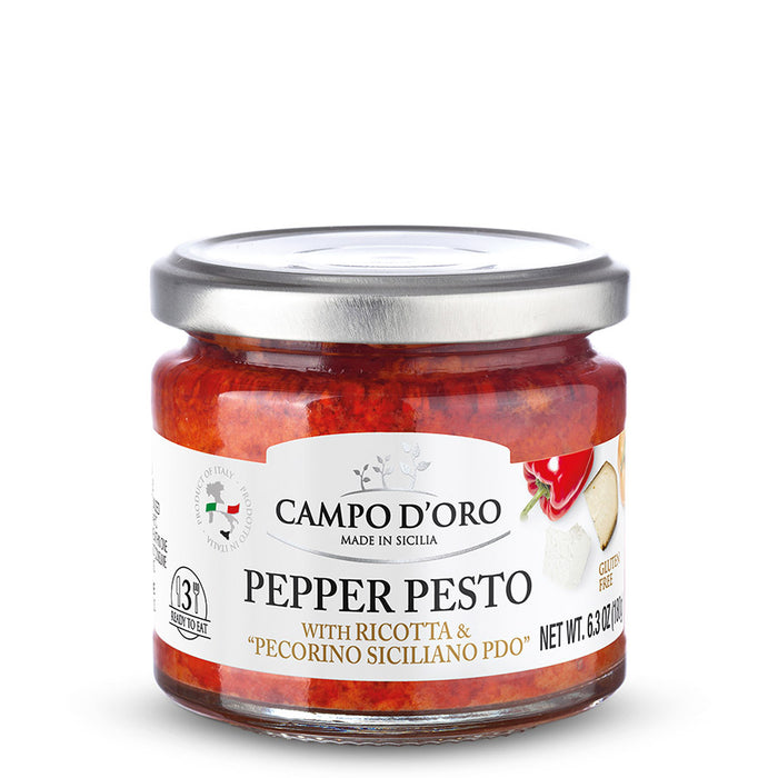 Campo D'Oro Pepper Pesto Sauce Ricotta Cheese & Peppers, 6.7 oz | 190g