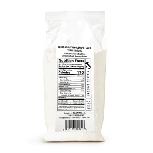 Sannit Farro Wheat Wholemeal Flour, Farina di Farro, 17.6 oz | 1.1 lb