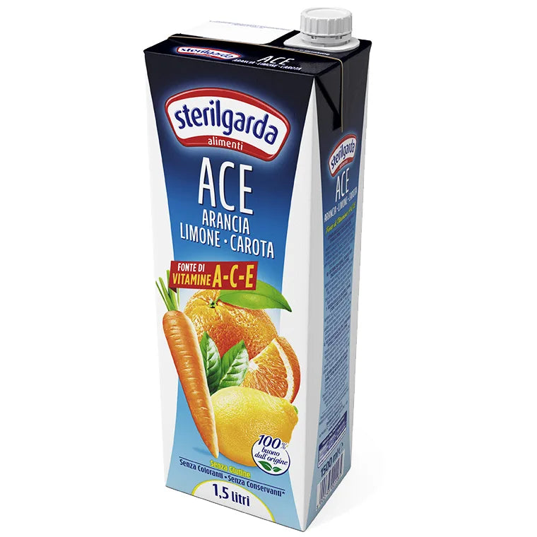 Sterilgarda ACE Orange Lemon Carrot Juice Drink, 50.7 fl oz (1.5L) – Italian Vitamin A, C & E Juice