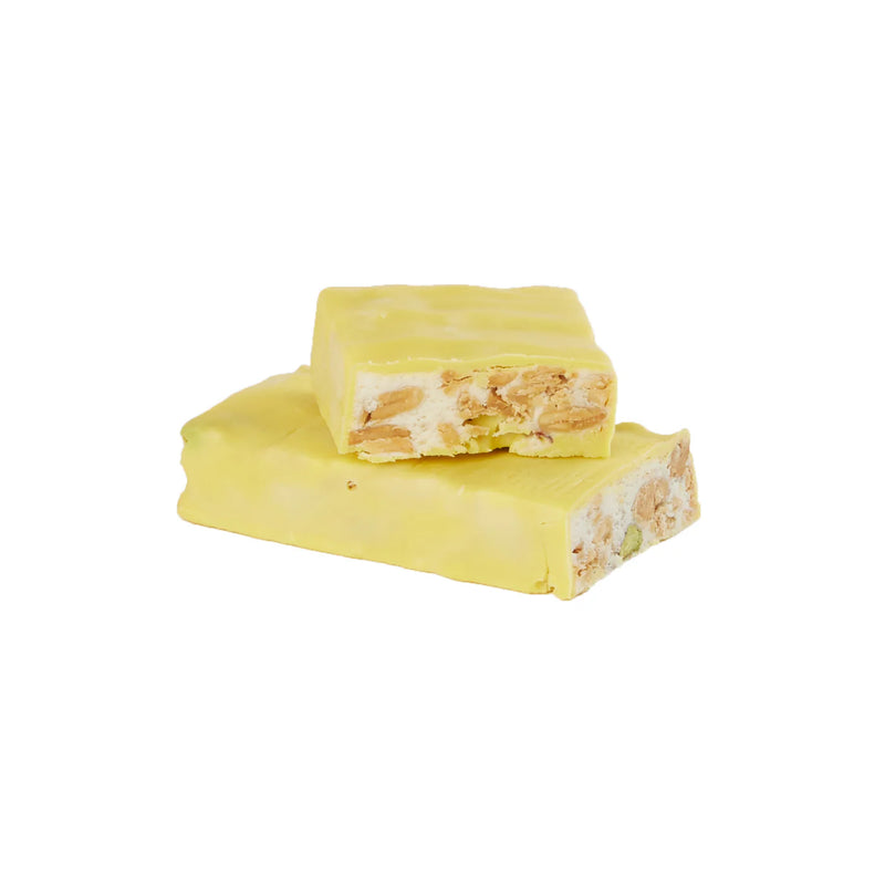 Fiasconaro Torrone Covered w/ Lemon White Chocolate, Soft Nougat, 5.29 oz | 150g
