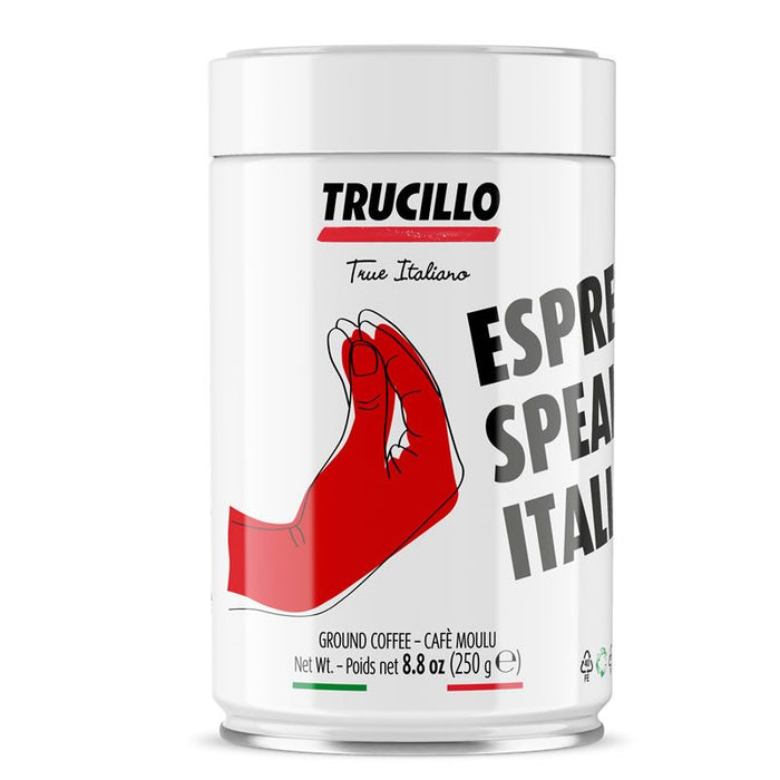 Trucillo Espresso Speaks Italian Ground Coffee Tin, 8.8oz | 250g