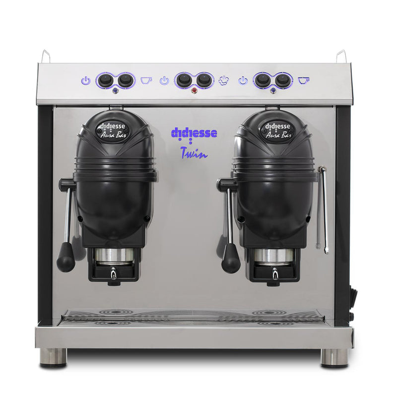 Double espresso machine with Adhesso branding on a white background