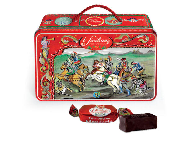 Dolgam Gift Tin Torroncini Soft Nougat Assorted Flavors, 8.8 oz