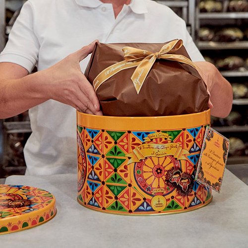 Fiasconaro Dolce & Gabbana Sicilian PANETTONE Chestnuts and Gianduja in Round TIN, 35.3 oz