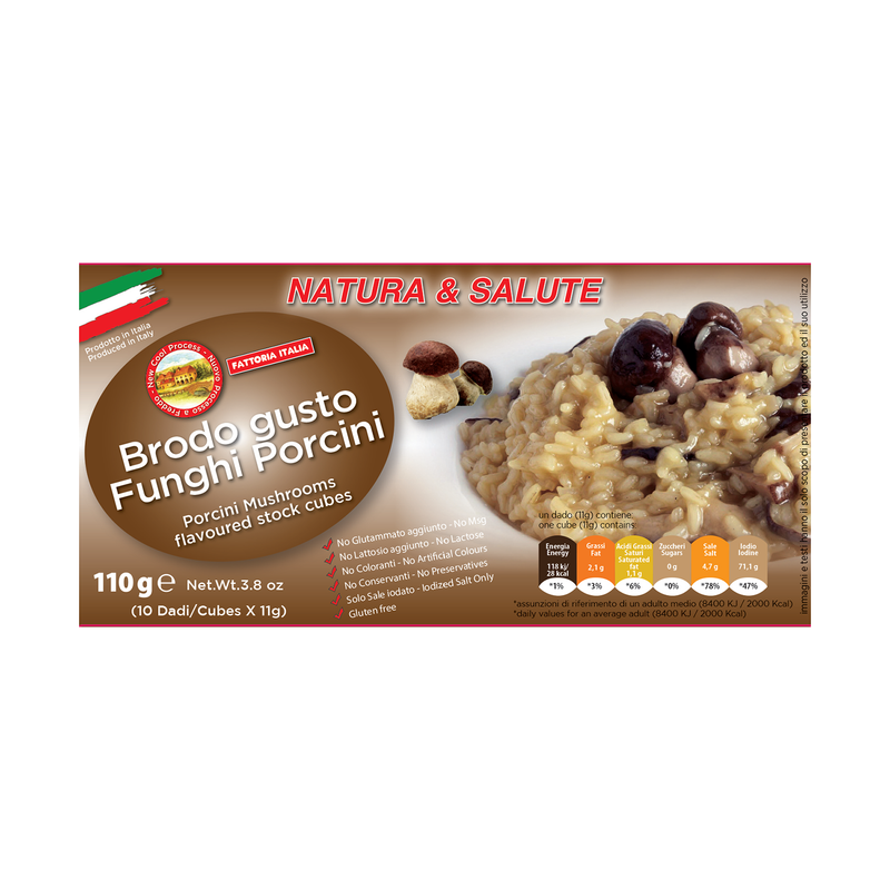 Fattoria Italia Bouillon Cubes: Porcini Mushroom Stock, 10 cubes, 3.8 oz | 110g