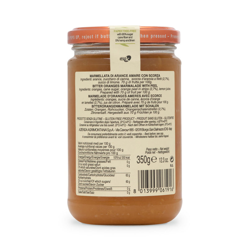 Agrimontana Bitter Oranges Marmalade with Peel, Arance Amare, 12.3 oz | 350g