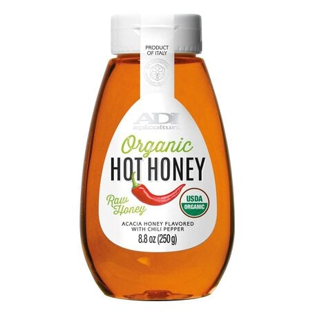 ADI Apicoltura Organic Hot Honey, Acacia Honey With Chili Pepper, 8.8 oz | 250g