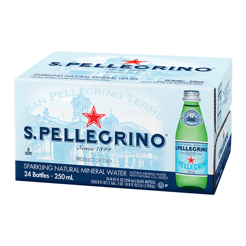 San Pellegrino Sparkling Mineral Water, 8.45 fl oz, Glass Case
