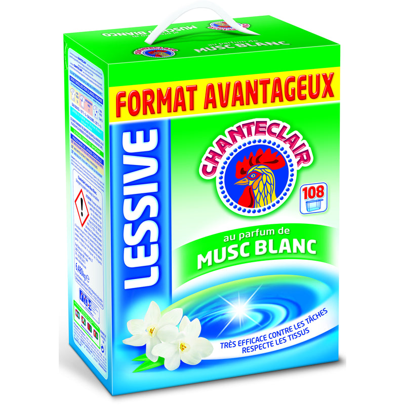 Chanteclair Wash Machine Powder Detergent, White Musk, 108 Scoops, 14.28 lb | 6.480 kg