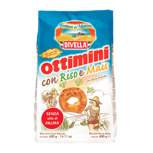Divella Ottimini Rice and Corn Cookies, 14 oz | 400g