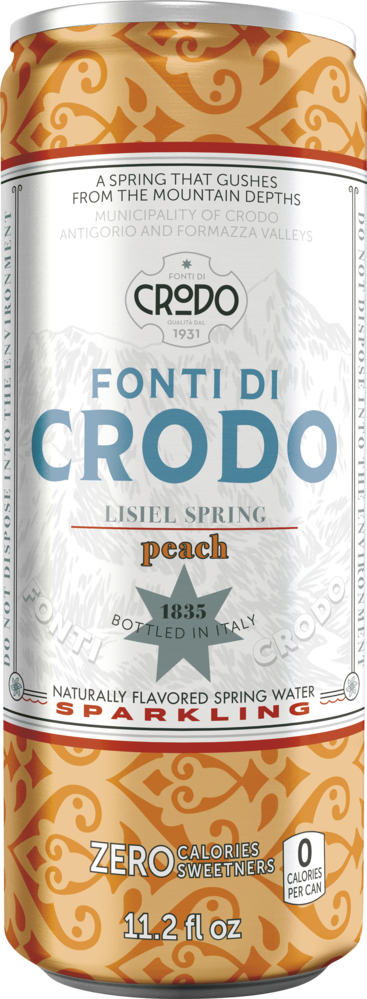 Fonti Di Crodo Peach Sparkling Water, Made in Italy, 6 Pack 11.2 fl oz