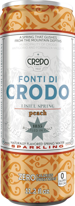 Fonti Di Crodo Peach Sparkling Water, Made in Italy, 6 Pack 11.2 fl oz