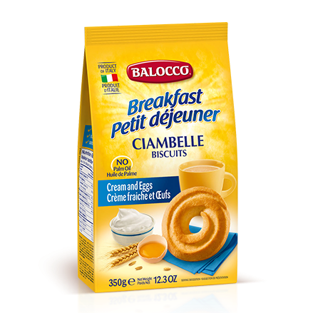 Balocco Ciambelle Biscuits, Cream & Egg Cookies, 12.3 oz | 350g