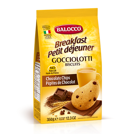 Balocco Gocciolotti Biscuits, Chocolate Chip Cookies, 12.3 oz | 350g