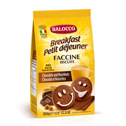Balocco Faccine Biscuits, Chocolate & Hazelnut Cookies, 12.3 oz | 350g
